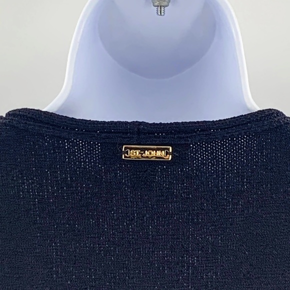 St John Sweater V Neck Pullover Blk  Santana Knit with Cable Knit Detailing Sz S - Picture 6 of 13